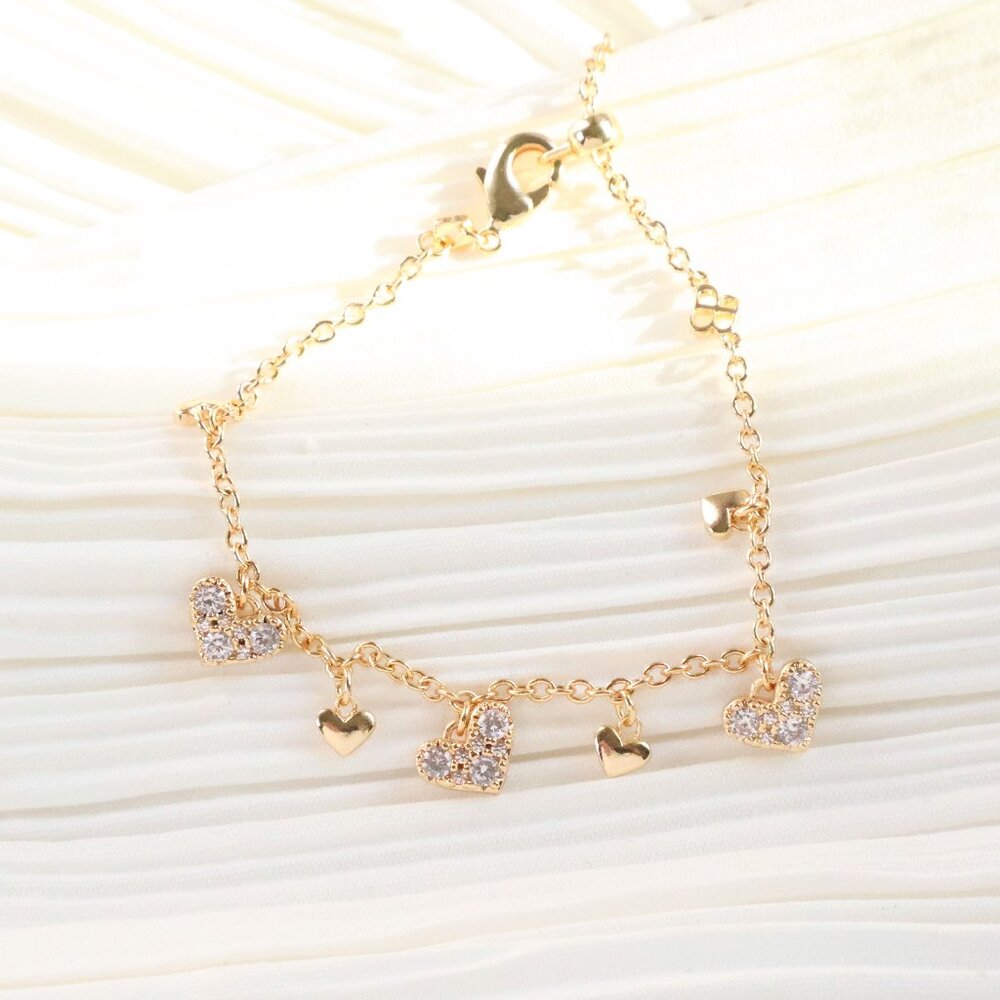 Isabella Gold White Crystal Bracelet by Alicia Bonnie